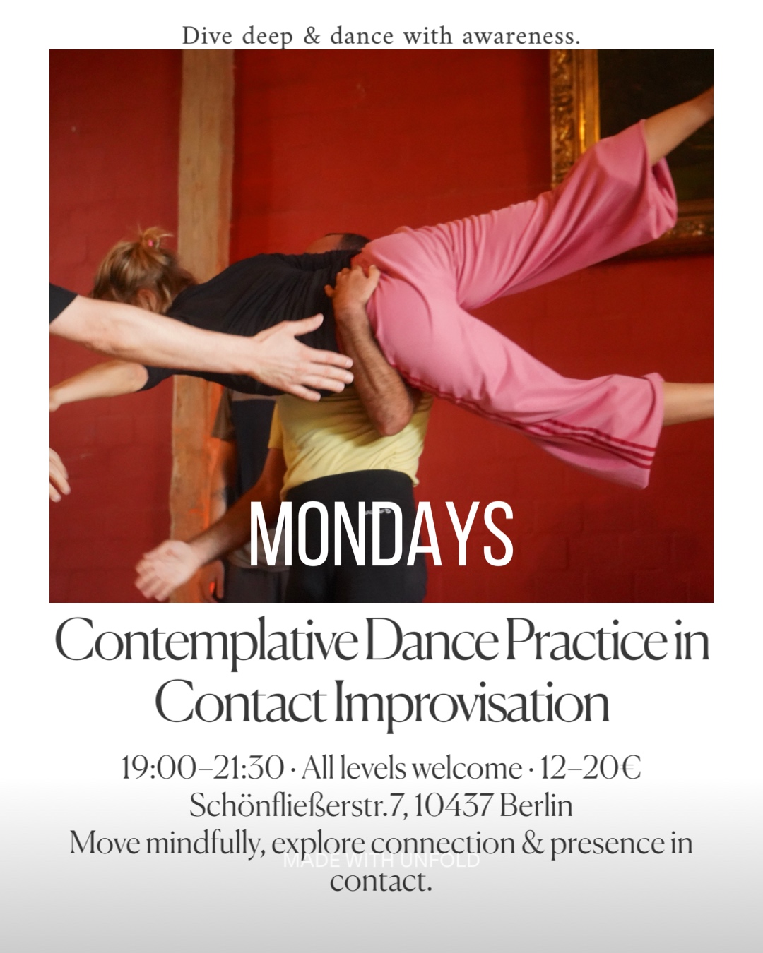 Mondays — Contemplative Dance Practice in Contact Improvisation flyer